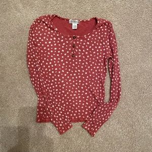 White fawn cute Henley with floral pattern